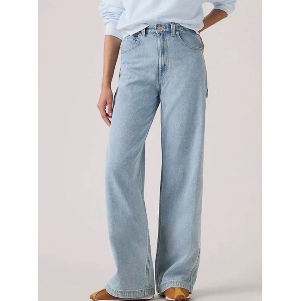 Levis Cinch Baggy High Rise Wide Leg Jeans Light Wash Blue W28 A6064-0000